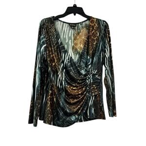 Cartise Women’s Y2K Ruched Shimmer Leopard Party New Years Eve Top: Large